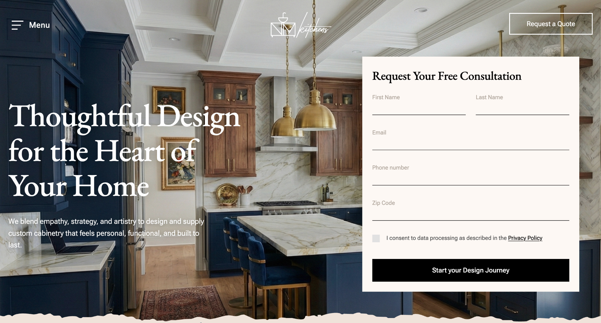 NM Kitchens website homepage